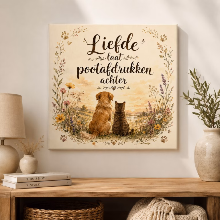 Liefde laat pootafdrukken achter - canvas 30x30