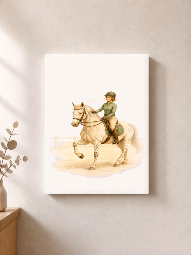Blinde paard leert 'paardenbraille' en wint wedstrijden, canvas 30 × 30 cm