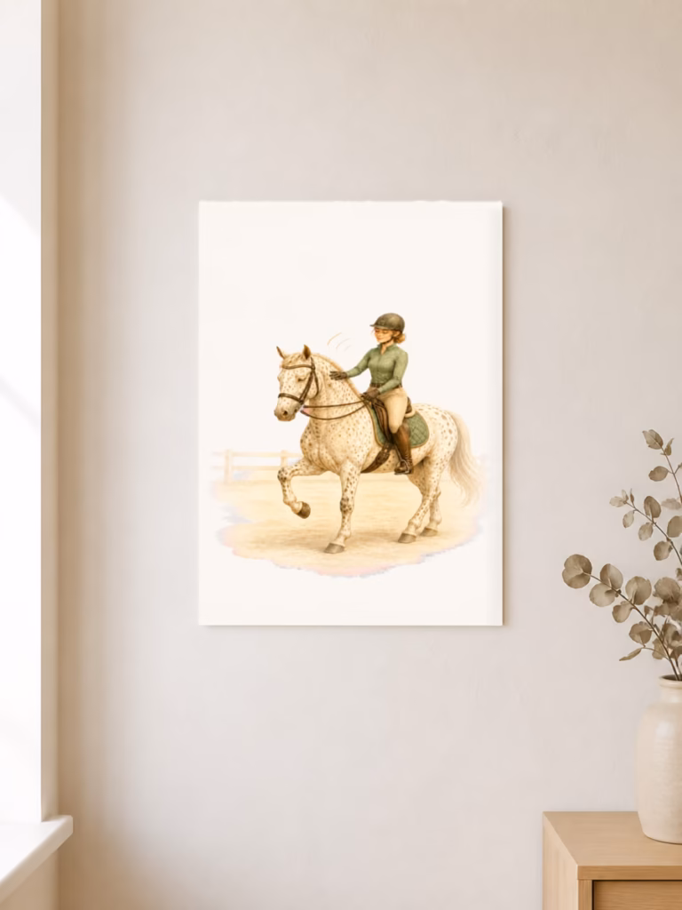 Blinde paard leert 'paardenbraille' en wint wedstrijden, poster 30 × 40 cm