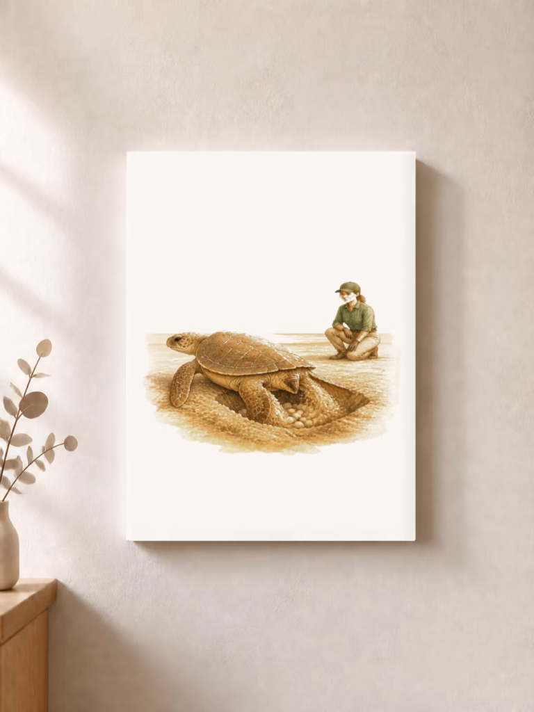 Zeeschildpadden leggen meer eieren dan in 37 jaar, canvas 30 × 30 cm