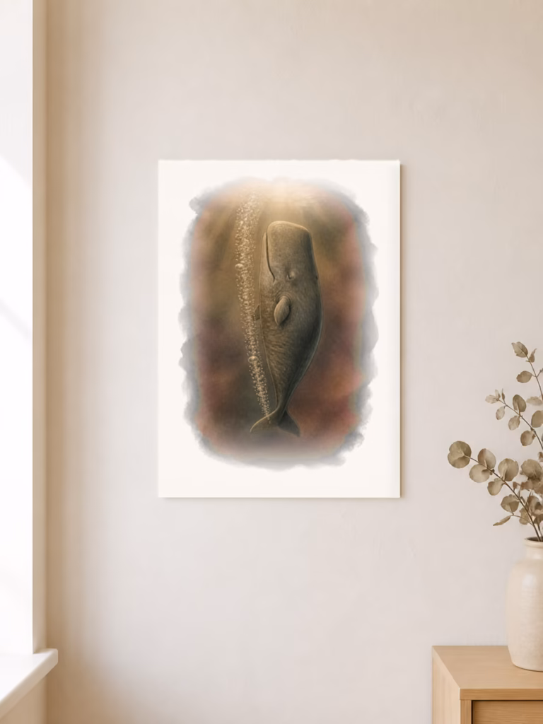 Potvissen slapen rustig door bubbels te blazen, poster 30 × 40 cm