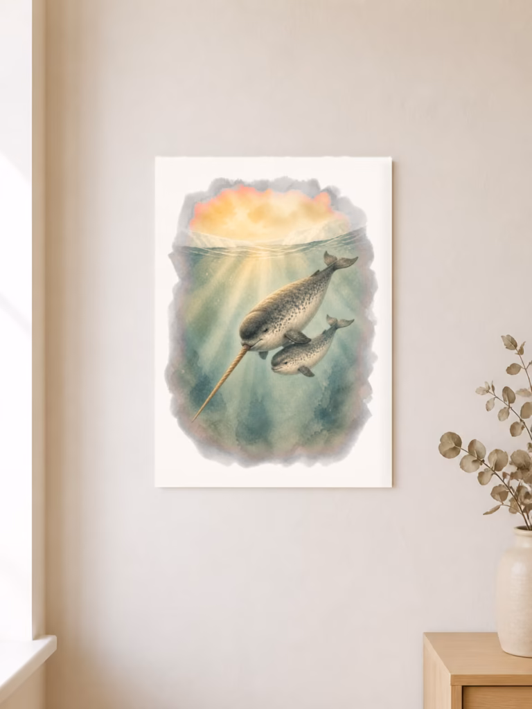 Waarom de slagtand van de narwal zo bijzonder gedraaid is, poster 30 × 40 cm