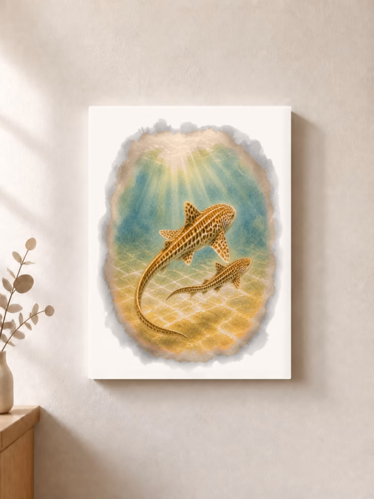 Honderden jonge haaien zwemmen nu in de oceaan, canvas 30 × 30 cm
