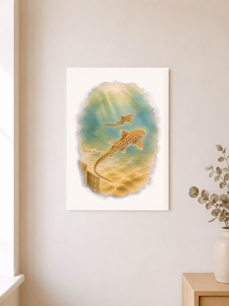 Honderden jonge haaien zwemmen nu in de oceaan, poster 30 × 40 cm