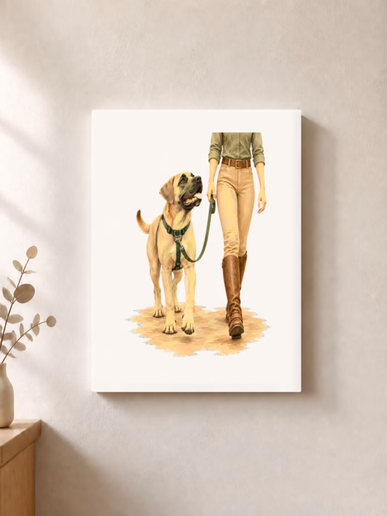 Bounce leert rustig op pad te gaan, canvas 30 × 30 cm