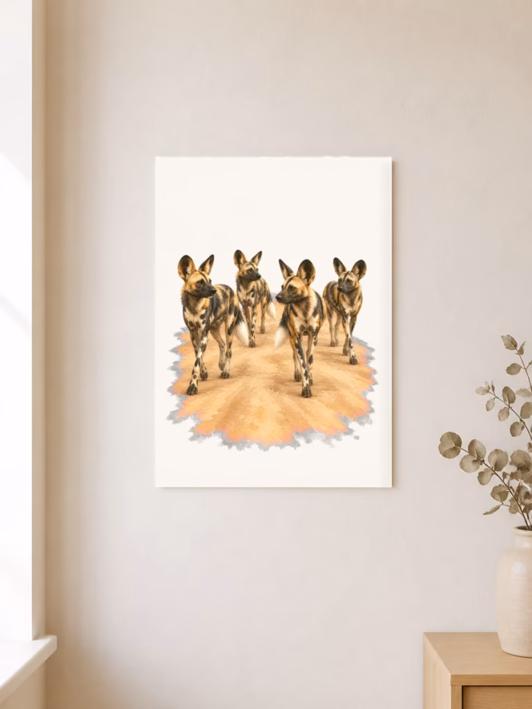 Wilde honden duiken weer op in Kasungu, poster 30 × 40 cm